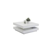 Andy - Mesa de Centro, Mesa de Salón Cuadrada, Material Compuesto de Madera, Tablero Giratorio en 360 ° , Blanco, 67 x 67 x 35 cm - details 5