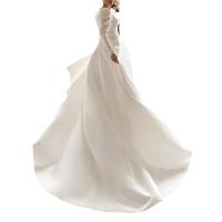 Vestido de mujer con satén blanco socialité que parece delgado y alto, vestido estilo francés - details 7