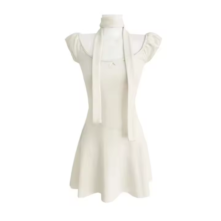 KUSAHIKI nuevo estilo vestido bufanda fuera del hombro mangas elásticas burbujeantes vestidos de niña picantes con correas adelgazantes - 1
