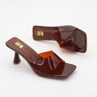 Sandalias de gran tamaño de color sólido versátiles de estilo coreano con tiras transparentes de punta cuadrada y tacones altos - details 8
