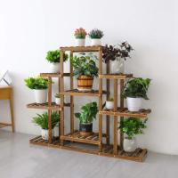 Plantas de madera interiores exteriores, estantería para plantas y flores de 9 niveles, estante decorativo para macetas para patio, jardín, balcón, oficina (9-13 macetas) - details 3