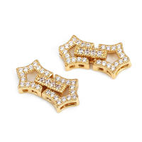Conector de Estrella Redondo de Brasso y Zirconio de 18K Oro Accesorios de Joyería DIY para Collares y Pulseras Hecho en China - details 12