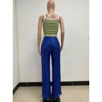 Moda femenina New -End Color sólido Pierna ancha con lentejuelas drapeadas Pantalones casuales para mujer - details 86