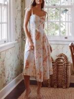 Vestido largo bohemio de verano con tirantes finos, estampado floral, para mujer - details 1