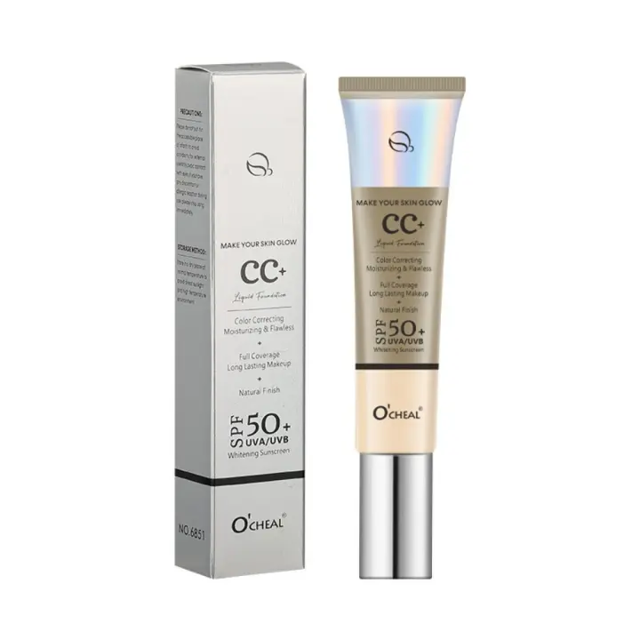 Crema CC con FPS 50 +, Base líquida Hidratante, Corrector de cubierta de Base, iluminar el tono de la piel - 1