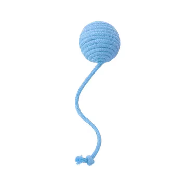 Bola de cuerda de algodón para gato resistente a mordeduras, sonido con cuerda, pelota colorida para gato, juguete interactivo resistente al desgaste para aliviar el aburrimiento - 1