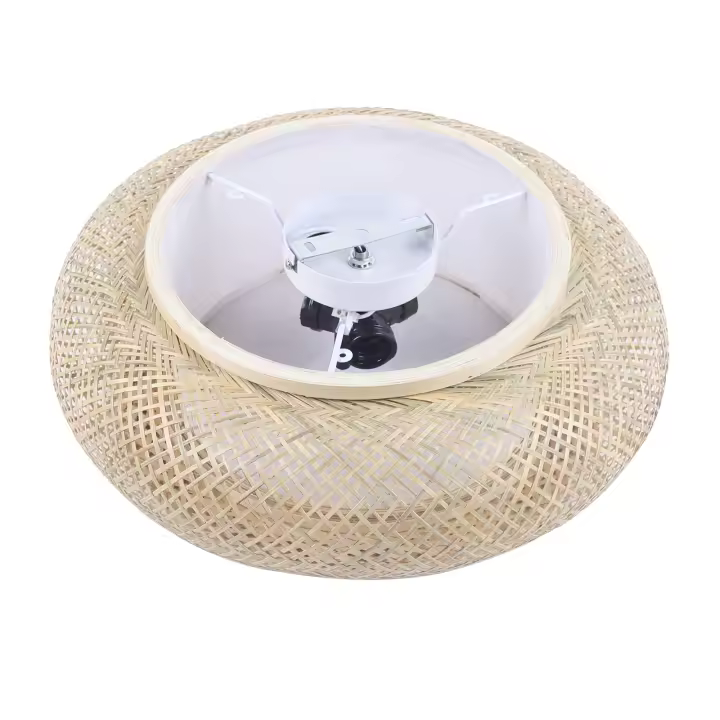 Luz de techo Vintage, lámpara de mimbre de bambú Natural, colgante Vintage E27, lámpara de ratán tejida a mano - 1