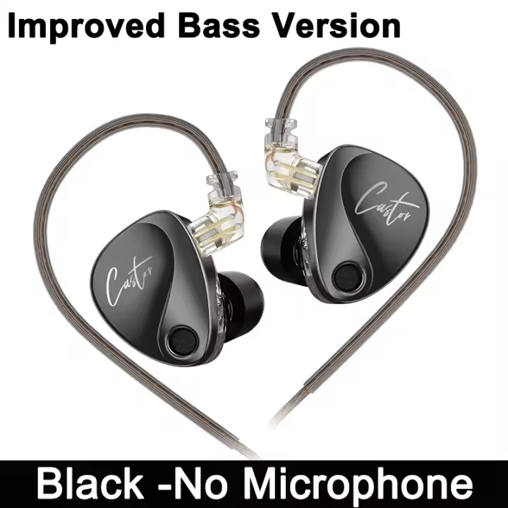 Original KZ-Castor auriculares con cable en la oreja aux3.5mm dual dinámico HiFi ajustable bajo Cancelación de ruido para música deporte juego - 1