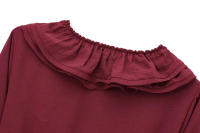 , Nueva serie de vestido de manga larga elegante apilado decorativo hasta la rodilla con cuello en V para mujer con cinturón para temperamento femenino - details 22