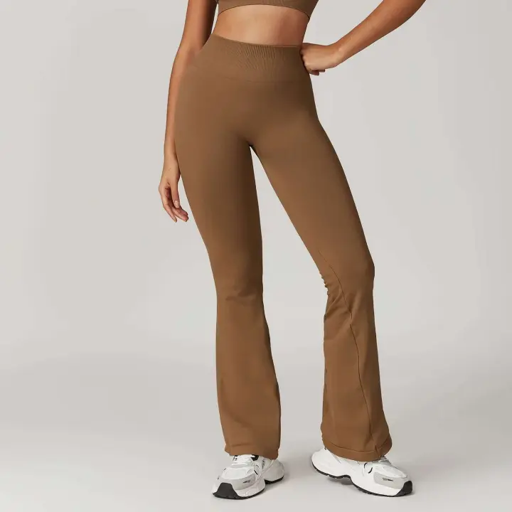 Campana de yoga para mujer - Pantalones deportivos transpirables para correr en gimnasio ajustados con cintura alta y salto de cadera - 1