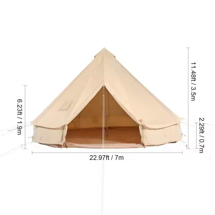 SucceBuy Tienda de campaña de lona con campana, tienda de campaña yurta para las 4 estaciones con gato para estufa, transpirable, ideal para acampar, cazar al aire libre y fiestas - 1