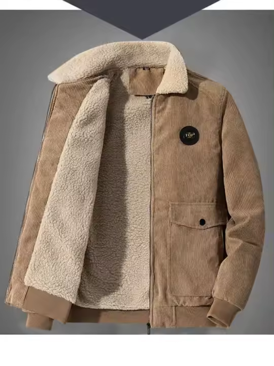 Chaqueta de algodón de línea de PANA con cremallera para hombre, cuello levantado, tendencia de negocios, ocio, a prueba de frío, engrosada, Color sólido, nueva - 1