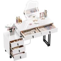 Maquillaje de Alto Brillo con Encimera 2 Cajones y 1 Cómodo Mara y Metal Mueble de Dormitorio Morno - details 1