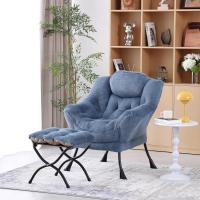 Silla perezosa con otomana, silla moderna con reposabrazos y bolsillo lateral, sillón de lectura con reposapiés para espacios pequeños, color verde afelpado - details 39