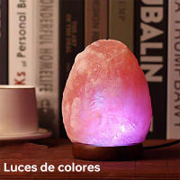 Natural Himalayan Salt Lamp, Multicolor, USB Version, Wooden Base - Creates a Relaxing and Healthy Environment - details 2