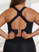 Sujetador deportivo sin costuras para mujer talla plus - Tejido transpirable y resistente, sin alambre, con almohadillas extraíbles, diseño de color sólido elegante para fitness y comodidad en la espalda, sostenes y bralettes de talla plus - details 6