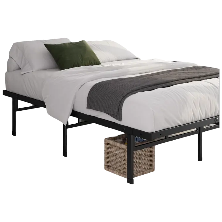 Cama 90 x 190 cm 36 cm de Altura con Almacenamiento Debajo de la Cama Cama de Plataforma de Metal – Negro - 1