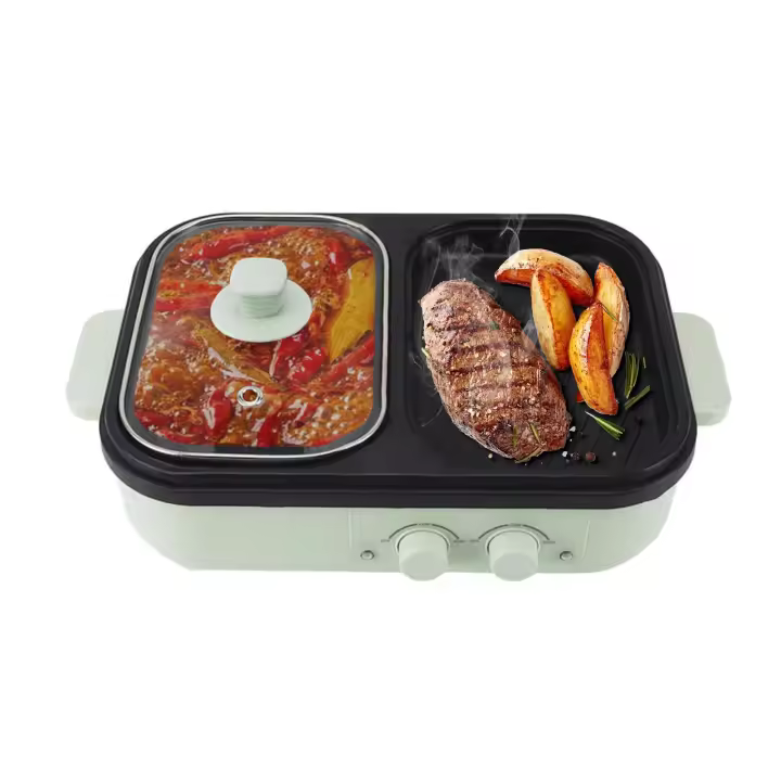Olla Eléctrica Antiadherente 2 en 1 Parrilla y Olla de Fideos Cocinador de Barbacoa China - 1