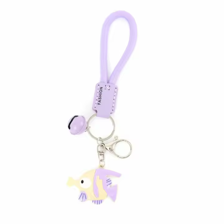 Llavero con correa para la muñeca, llavero de pez payaso cosido a mano, colgantes de dibujos animados de pez payaso antipérdida, baratija con forma de corazón para chica, abalorio para llave de dibujos animados de Anime - 1