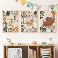 Pinturas de Lión Rey Boho para Niños JUBEER Pinturas en Lienzo de Animales de Película Safari Cheetah Arte de Pared para Habitación de Bebé Decoración del Hogar - details 2