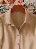 Blusa informal de talla grande para mujer, blusa de manga abombada de Color sólido, adecuada para oficina y exteriores, con un solo pecho, novedad de primavera y verano 2025 - details 43