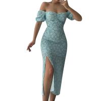Un escote único festivo, una cintura delgada con un temperamento de apertura y un vestido floral de talla grande para mujer. - details 4