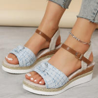 Sandalias de Plataforma para Mujer Moda 2023 Verano Punta Abierta Cuñas Gladiator Zapatos de Playa Antideslizantes Suela Gruesa Talla Grande 43 - details 8