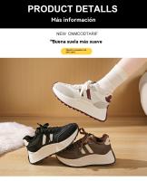 Zapatos de Mujer de Invierno 2024 Zapatillas de Tablero Esparcedido Grueso con Suela de Cuero y Polvo de Vellón Aumento de Altura - details 2