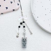 Flocado flocado gato teléfono cordón Anti pérdida llavero 3D gatito teléfono móvil cadena dibujos animados Y2K gato teléfono celular encanto - details 11