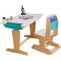 Escritorio y Silla Ajustables de Madera para niños con Bolsillo de Almacenamiento, Mesa y Silla Infantil, Muebles para Salas de Juegos y Dormitorio de Niños (20307) - details 1