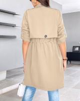 Ropa de mujer 2025 Otoño e Invierno moda suelta Color sólido manga enrollable chaqueta cortavientos de longitud media - details 21