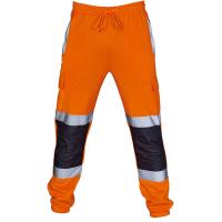 Pantalones Cargo informales elásticos de cintura media con rayas reflectantes para hombre, pantalones con bandas en el tobillo, ropa de trabajo - details 0