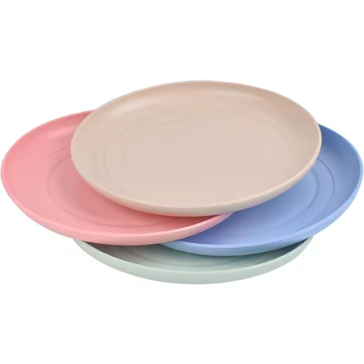 Juego de Platos de Plástico Reutilizable 4 Platos Planos para Comedor, Plato Infantil Irrompible, Plato de Plástico Rígido 20cm - 1