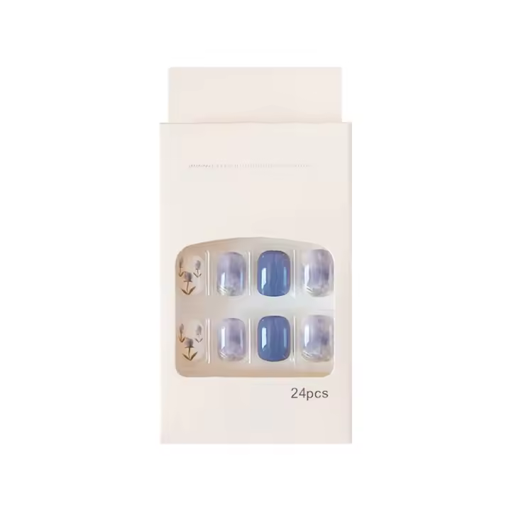 Tulipán azul artificial para mujer, uñas postizas para dedos, decoración DIY - 1