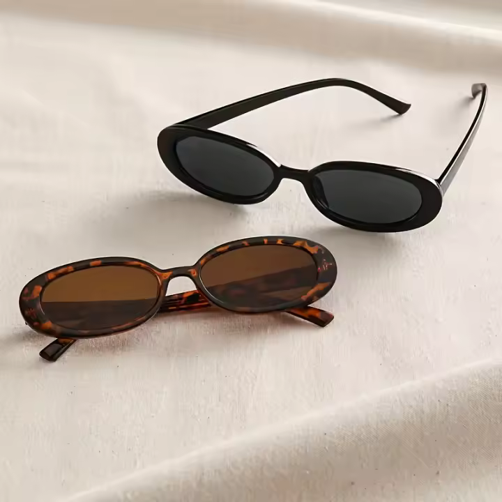 Conjunto de 2 Piezas de Gafas con Montura Redonda y Combinación de Colores Calientes, Sencillas y Modernas para Mejores Amigas y Parejas, Fotografía Urbana, Moda Individual - 1