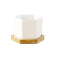 Maceta de cerámica hexagonal blanca con bandeja, maceta Europea Simple, contenedor de plantas suculentas, macetas pequeñas para bonsái - details 13