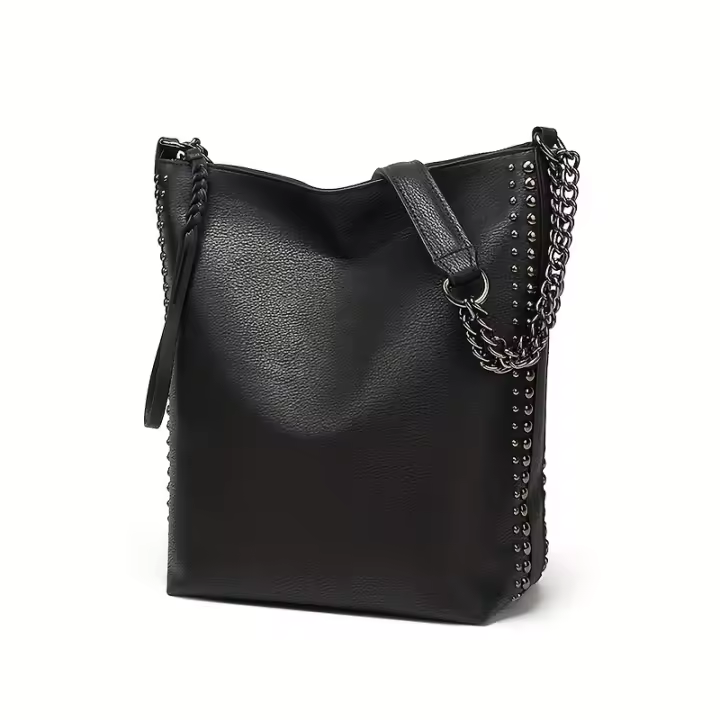 Bolso de mano a la moda para mujer, bolso de mensajero informal con remaches de gran capacidad Punk Y2K, adecuado para uso diario - 1