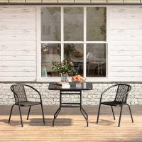 Mesa de jardín Mesa de comedor al aire libre Mesa de centro de vidrio templado Mesa de patio con orificio para sombrilla (cuadrado-80 x 80 x 72 cm) - details 1