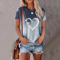 Camiseta de Manga Corta con Estampado de Mariposa y Corazón Ropa Casual de Primavera-Verano para Mujeres Moda Oversize - details 5