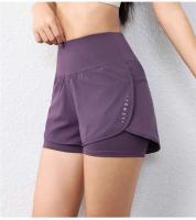 Pantalones cortos de yoga con bolsillos para deportes activos con cintura elástica y capa para correr de secado rápido para mujer - details 10