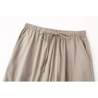 BUNO-Conjunto de pantalón de pierna ancha para mujer, chaqueta fina de manga larga con cuello de pico y solapa, abrigo con cinturón, traje liso para verano, 2025 - details 13