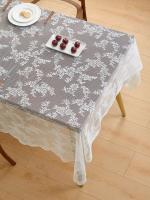 Mantel plegable con flores ENCE de color blanco puro para bodas, fiestas y mesas de comedor. - details 4