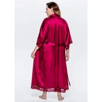 Vestido tipo kimono largo Sexy para mujer, bata de baño de encaje, lencería, camisón de seda helada, camisón de Color sólido, ropa de dormir de talla grande #     0701 - details 19