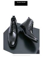 2023 nuevos zapatos de cuero antideslizantes con cordones altos de negocios a la moda para hombres - details 2