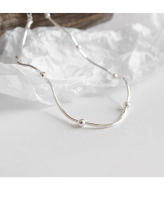 S Pure INS Cadena de hueso de serpiente con cuentas redondas simples, tobillera para mujer, joyería de pie de plata versátil con personalidad - details 2