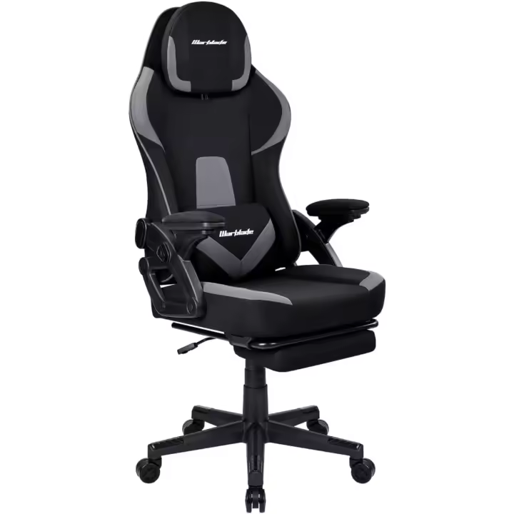 Silla Gamer Gaming Profesional, Ergonómica, de Tela Transpirable y Antimanchas, Reposabrazos Ajustables, con Reposapiés. para adultos. Altura Regulable y Respaldo Abatible. - 1