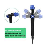 Gotero de nebulización de riego ajustable de plástico, 5 uds., 15cm, goteros de 8 agujeros de inserción rápida con estaca, herramienta de aspersor de 360 grados - details 2
