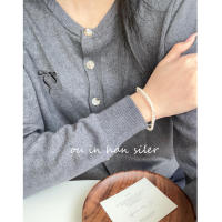 Ouni S-pulsera de perlas naturales de plata rota única apilada de doble capa pura para mujer, diseño de nicho de estilo Ins - details 2