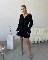 Tossy-minivestido blanco con volantes y cuello en V para mujer, vestido elegante de manga larga con retazos, cintura alta, con cordones - details 20