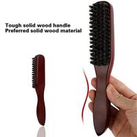 Cepillo para alisar el cabello, cepillo de pelo de jabalí, cepillo de pelo para mujeres y hombres, cepillo de barba de barbero, rojo oscuro - details 1